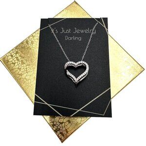 White Diamond Sterling Silver Heart Pendant 18 Inch Necklace